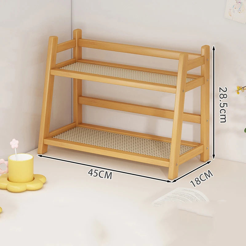 2-Layer Bamboo Organizer Shelf – Spice, Bathroom & Counter Rack Brownstick