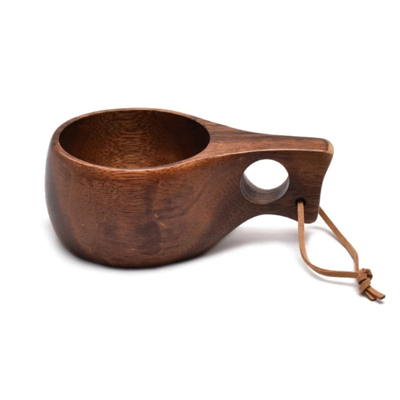 210 ml  Wooden  Mug – Outdoor Camping Coffee & Milk Cup Brownstick