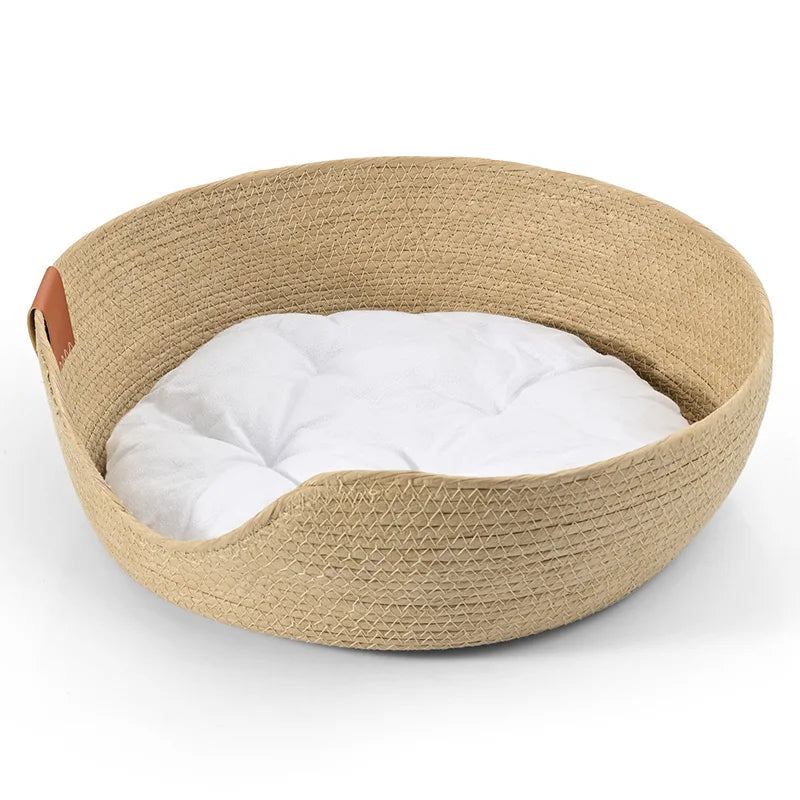 Hand-Woven Natural Cozy, Eco-Friendly  Cat Bed Brownstick