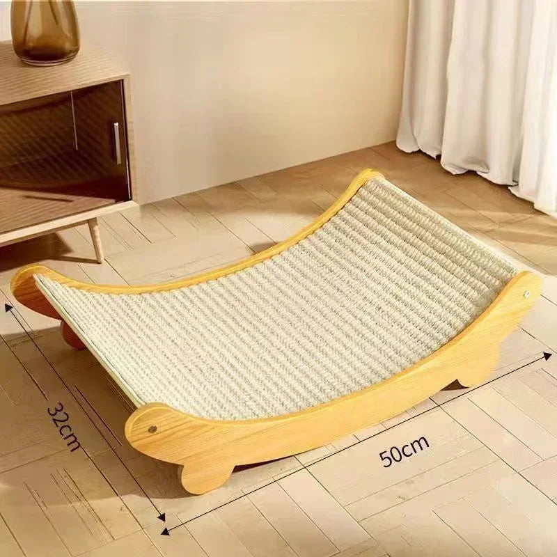 Wooden Cat Scratching Pad & Bed – Detachable Scratch Board Brownstick