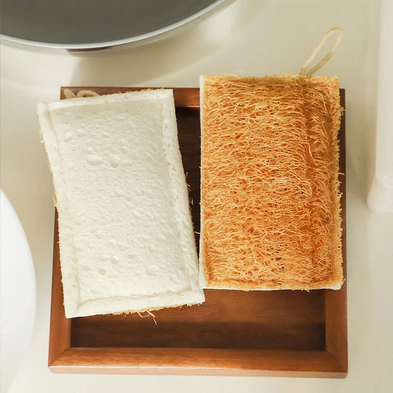 Natural Loofah & Wood Pulp Double-Sided Dish Sponge Brownstick