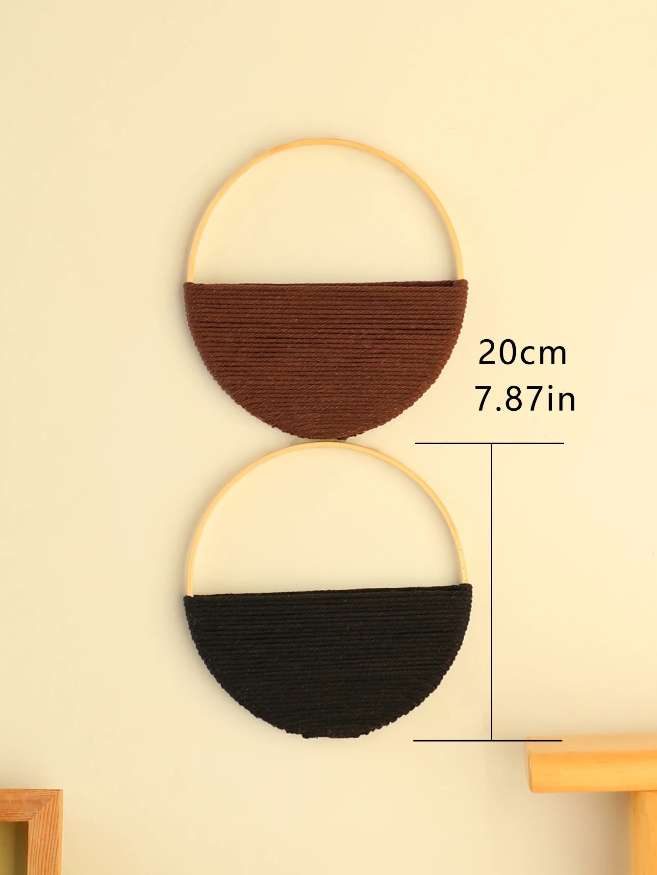 2-Piece Macrame Wall Hanging – Boho Decor with Color Variants Brownstick