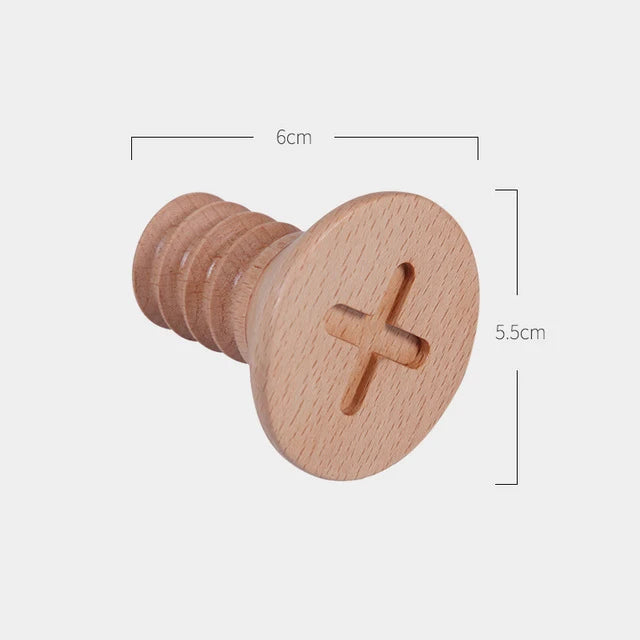 Screw Head Shape Nordic Wooden Wall Hooks Brownstick