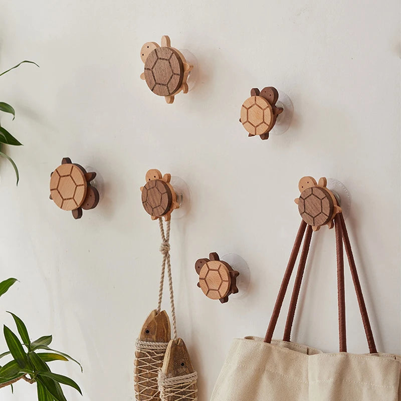 Walnut Wood Adhesive Wall Hooks Brownstick