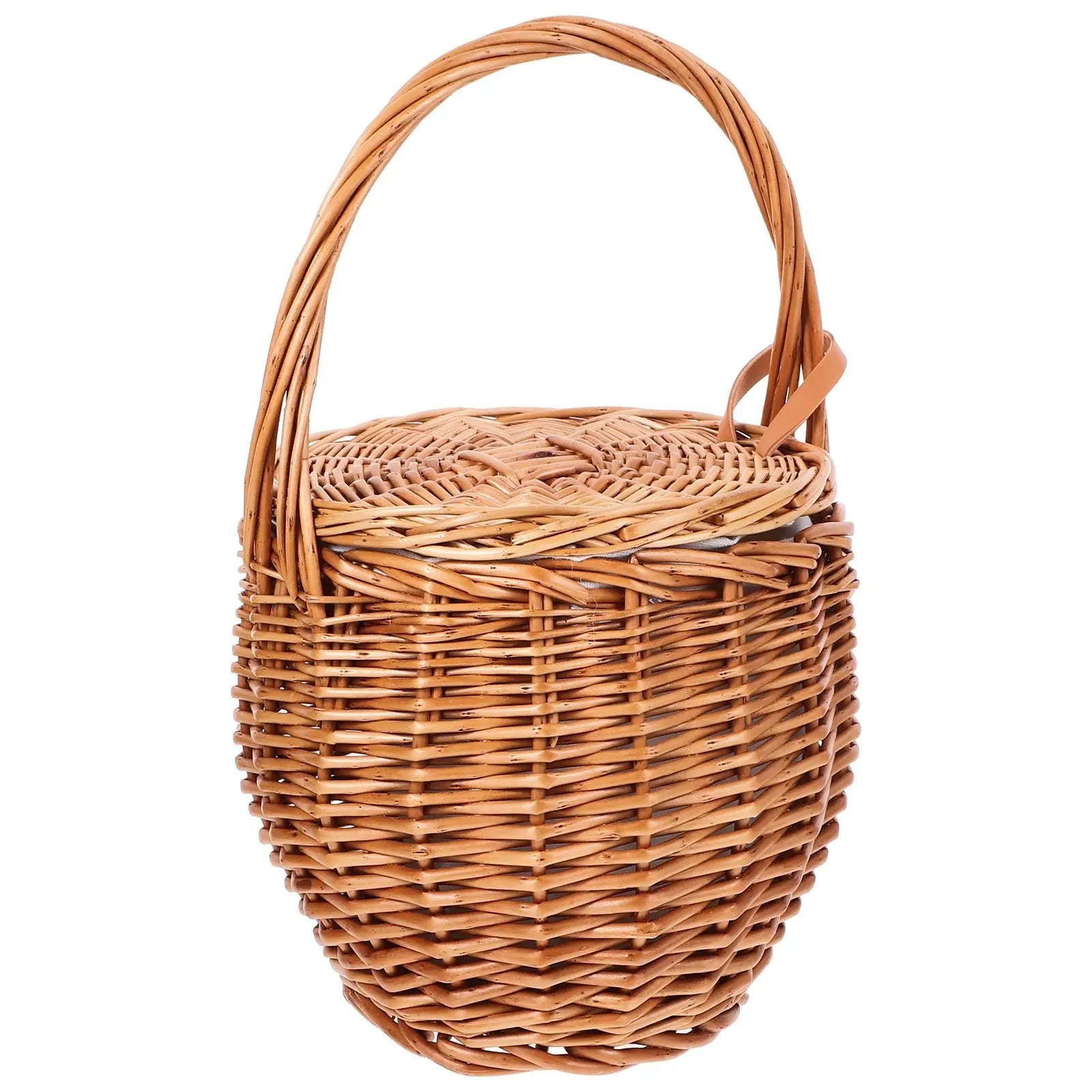 Wicker Picnic Basket with Lid – Collapsible Storage & Decor Brownstick