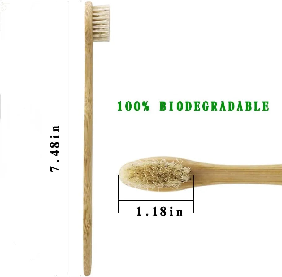 6-Pack Bamboo Toothbrushes with Boar Bristles – Medium Brownstick