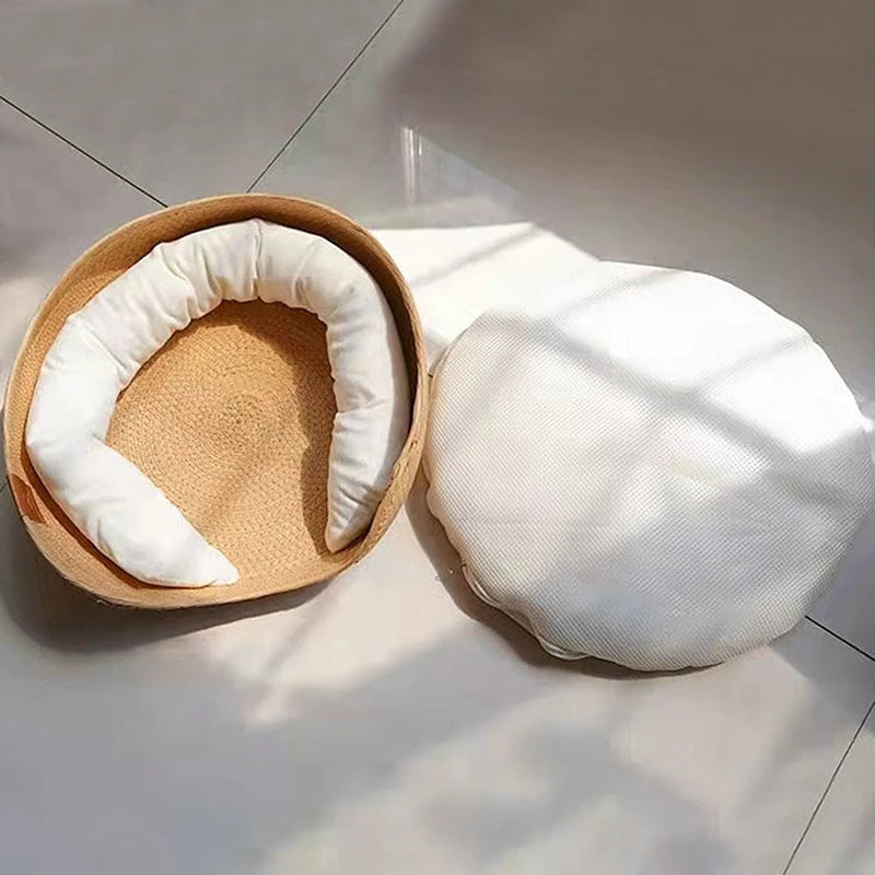 Hand-Woven Natural Cozy, Eco-Friendly  Cat Bed Brownstick