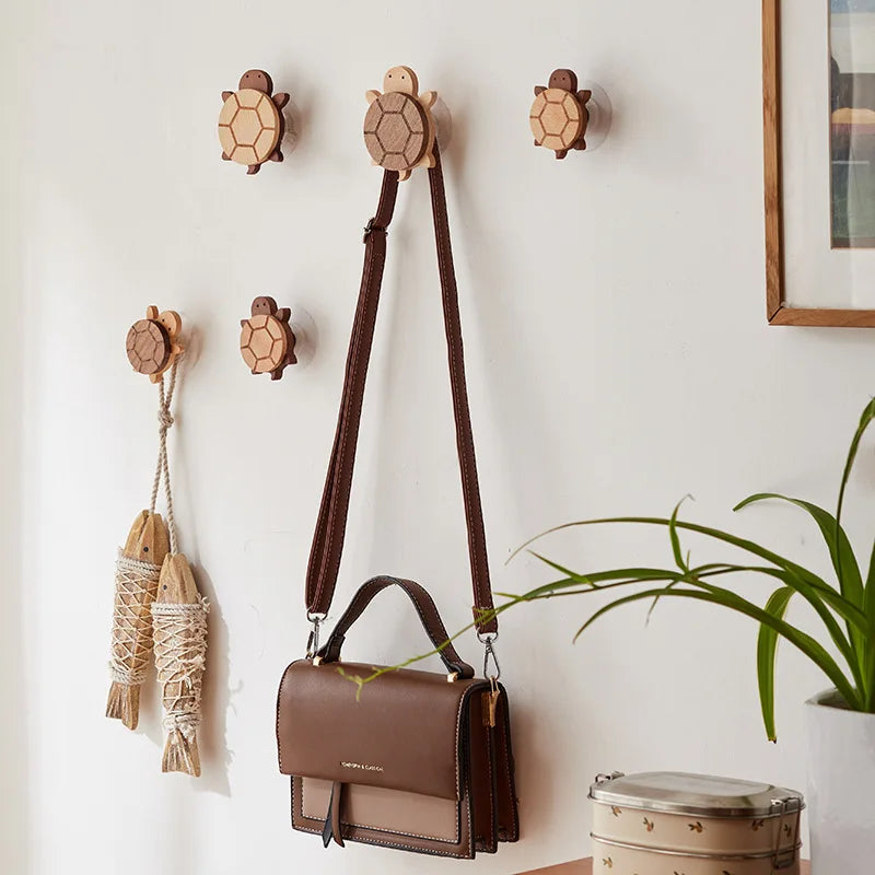 Walnut Wood Adhesive Wall Hooks Brownstick