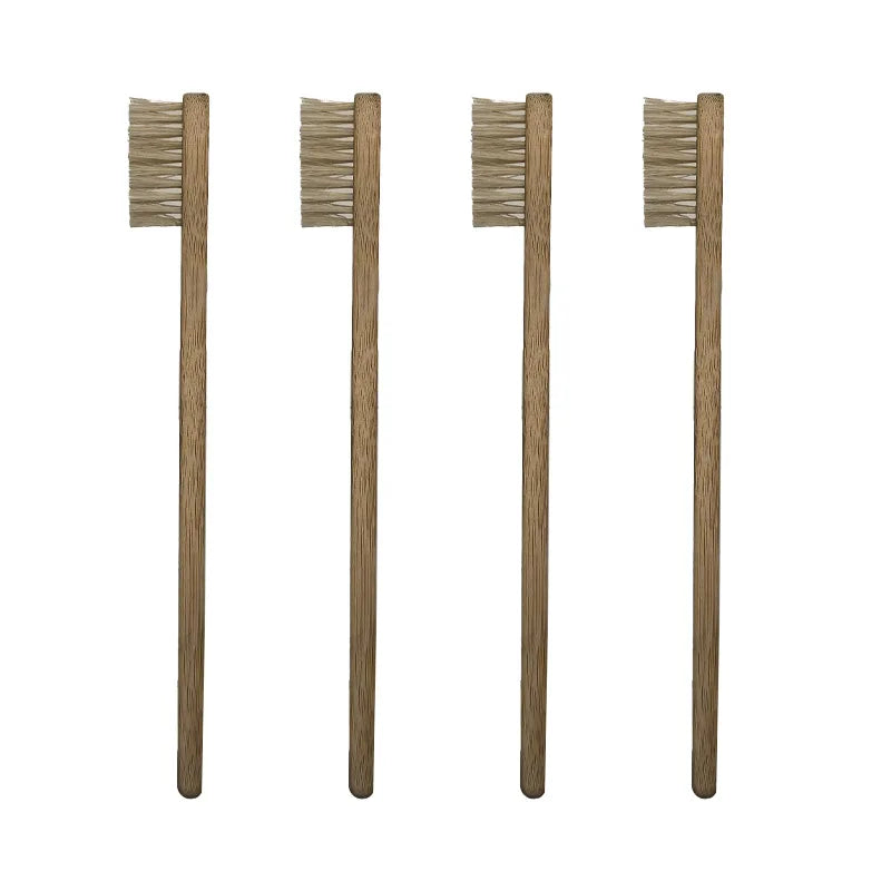 6-Pack Bamboo Toothbrushes with Boar Bristles – Medium Brownstick