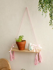 Pink Bow Wooden Wall Shelf Brownstick