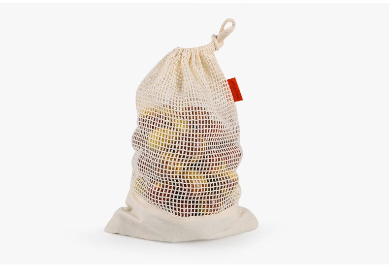 Reusable Cotton Produce Bags – Washable Eco Net Bags Brownstick