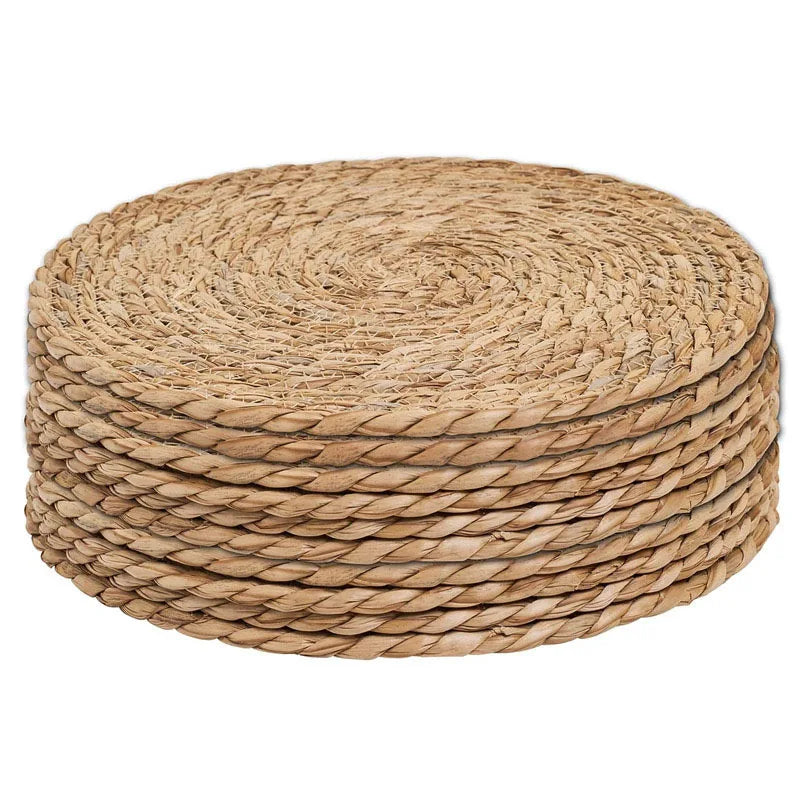 Handwoven Rattan Placemats Round Heat-Resistant Table Mats Brownstick