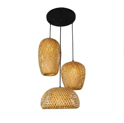 Classic 3pcs Bamboo Pendant Lamps Brownstick