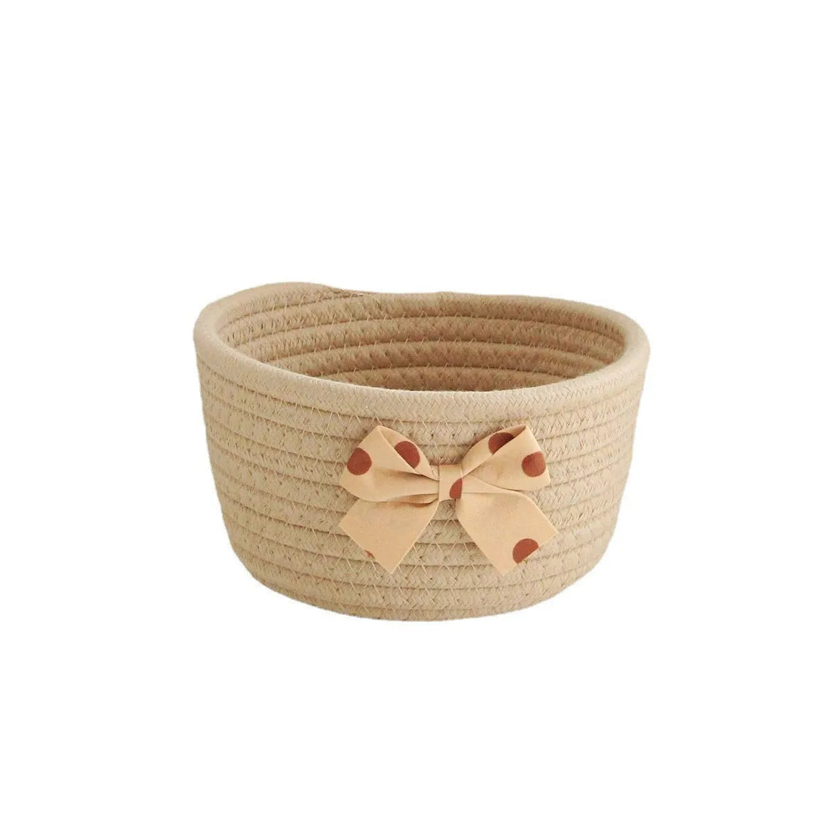 Handmade Bowknot Cotton Rope Storage Baskets – Set of 2 Brownstick