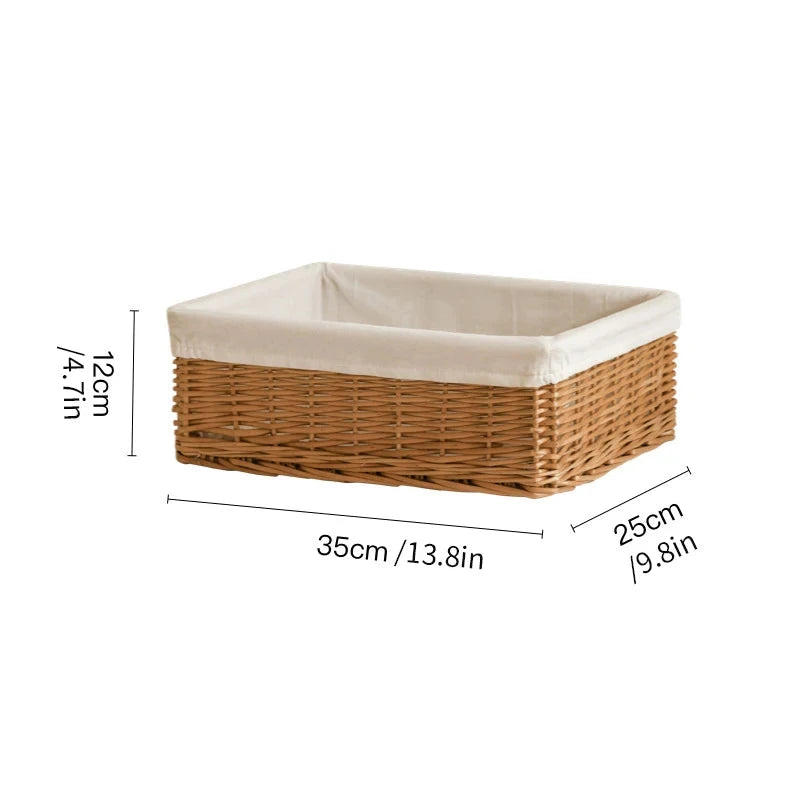 Handwoven Rattan Wicker Storage Basket with Lining Brownstick