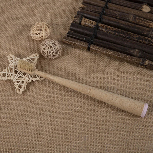 4-Pack Bamboo Toothbrushes with Natural Boar Bristles Brownstick