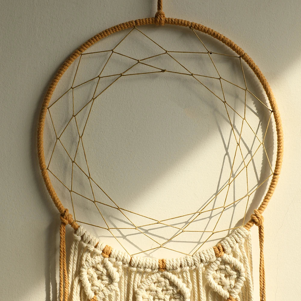 Large Macrame Dream Catcher – Boho Wall Hanging for Bedroom Decor Brownstick