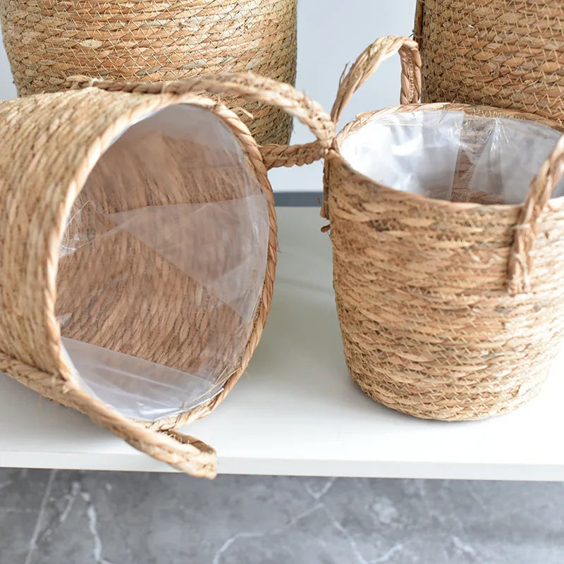 Nordic Handmade Straw Storage Basket Brownstick