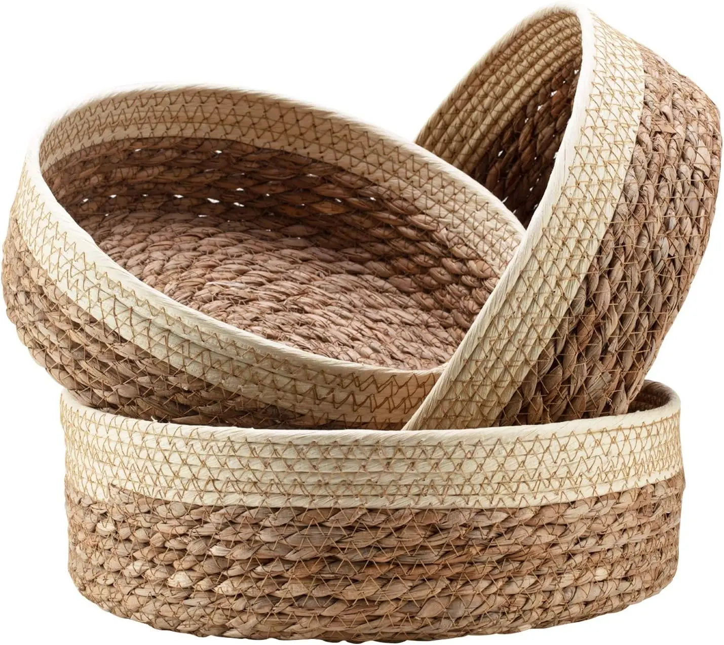 Set of 3 Woven Cattail Baskets Brownstick