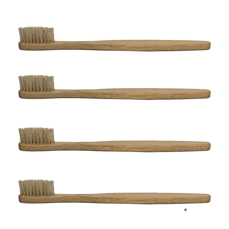 6-Pack Bamboo Toothbrushes with Boar Bristles – Medium Brownstick