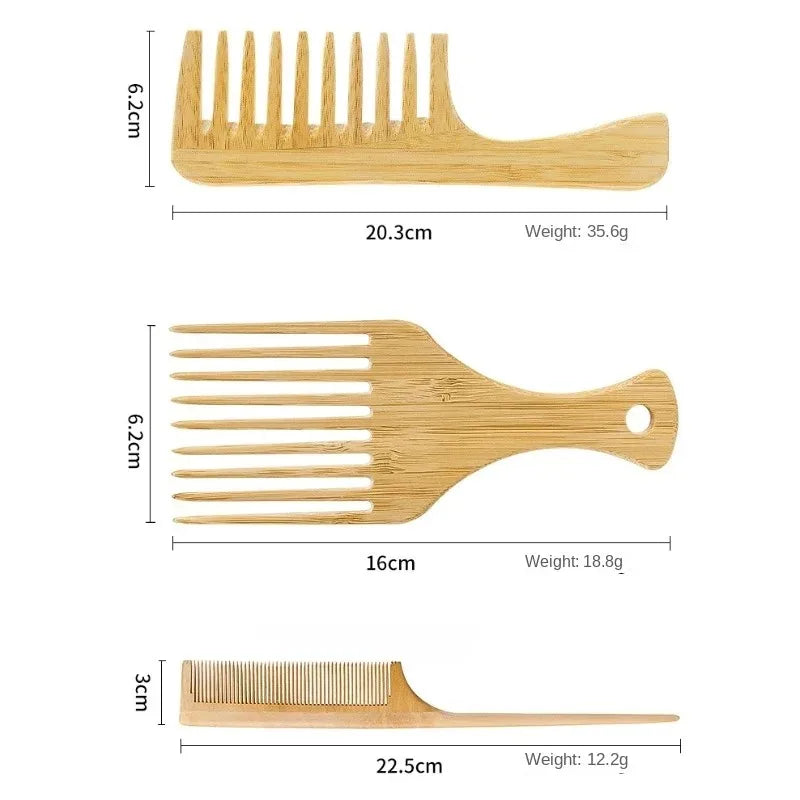 Natural Bamboo Wooden Hair Combs – Anti-Static Styling Brownstick