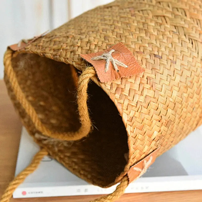 Seagrass Woven Basket Natural Wicker Storage Brownstick