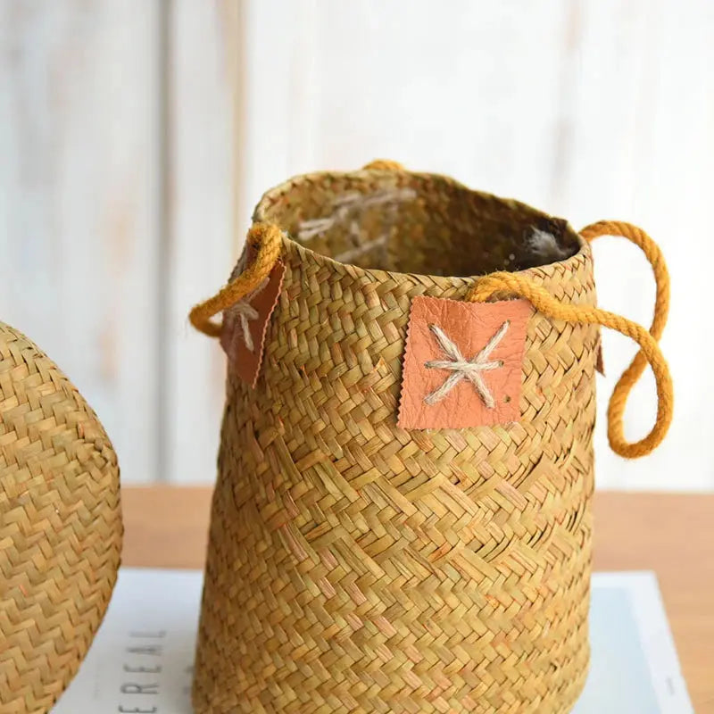 Seagrass Woven Basket Natural Wicker Storage Brownstick
