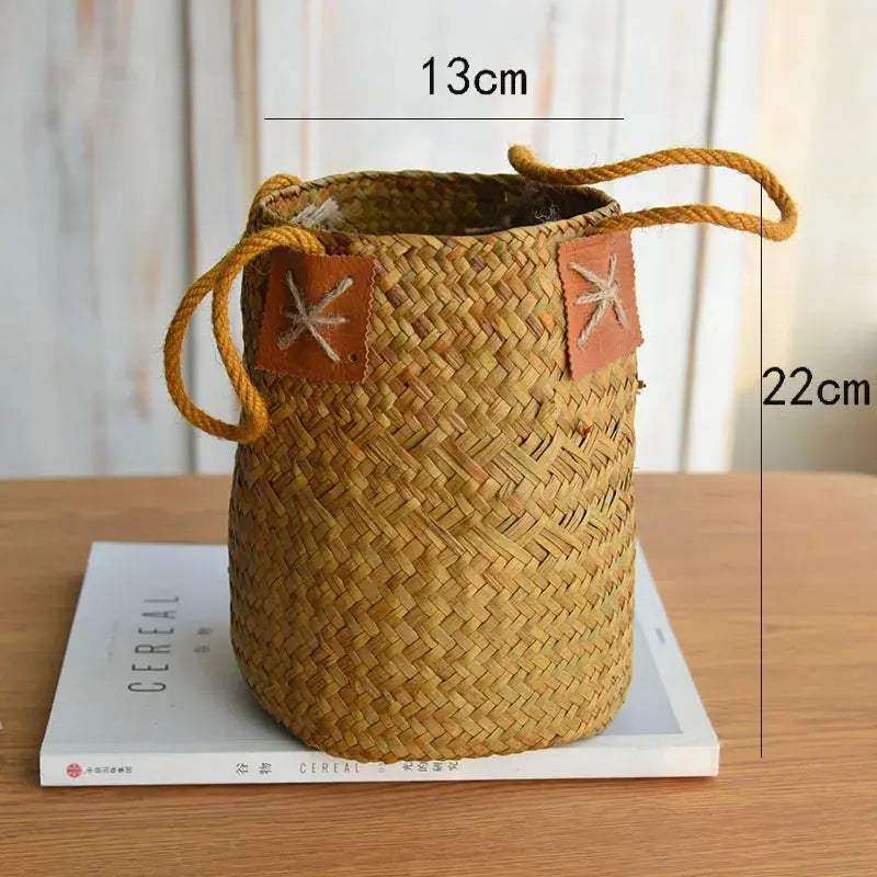 Seagrass Woven Basket Natural Wicker Storage Brownstick