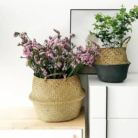 Seaweed Wicker Basket Flowerpot - Brownstick