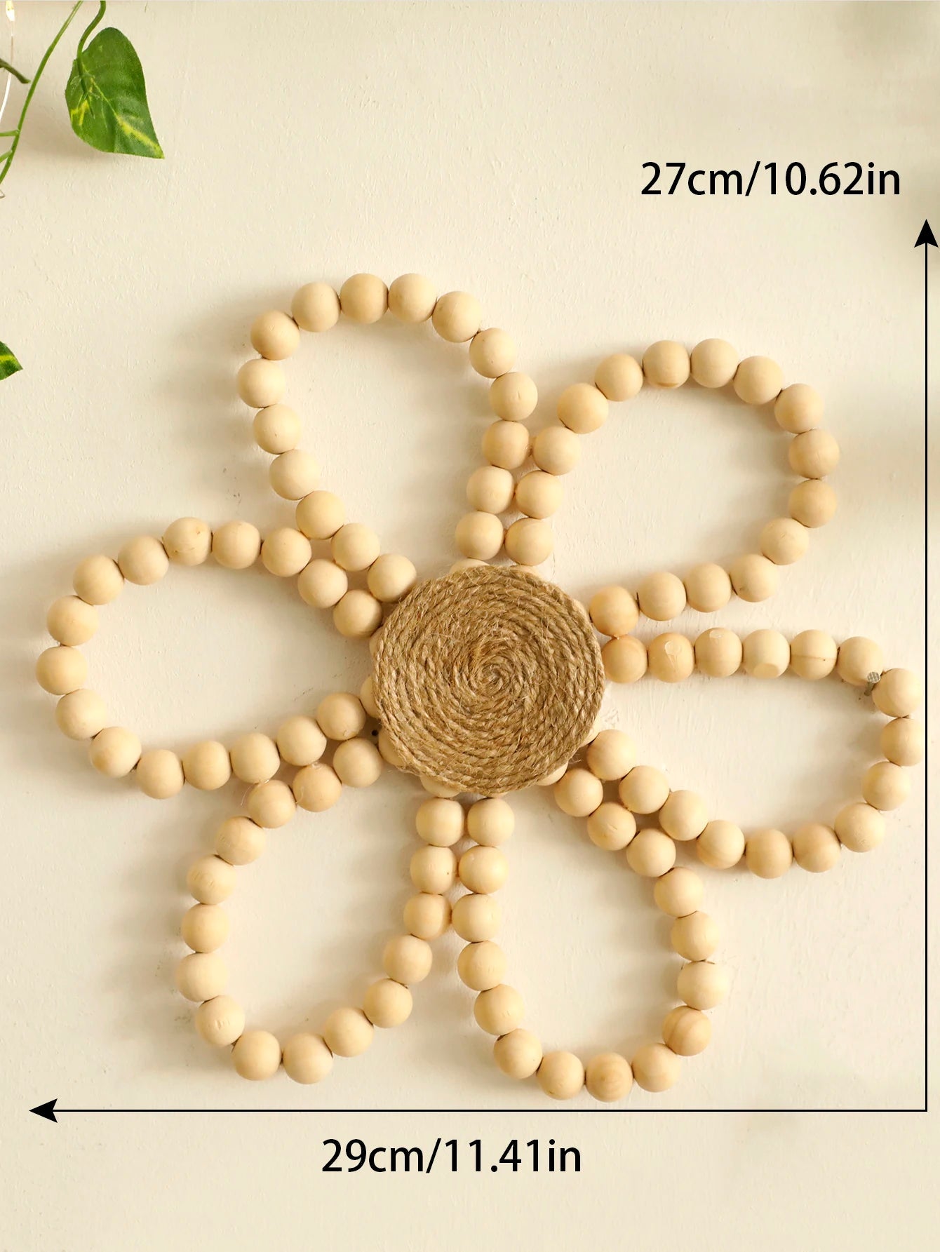 Wooden Daisy Flower Wall Hanging – Boho Beaded Home Decor Brownstick