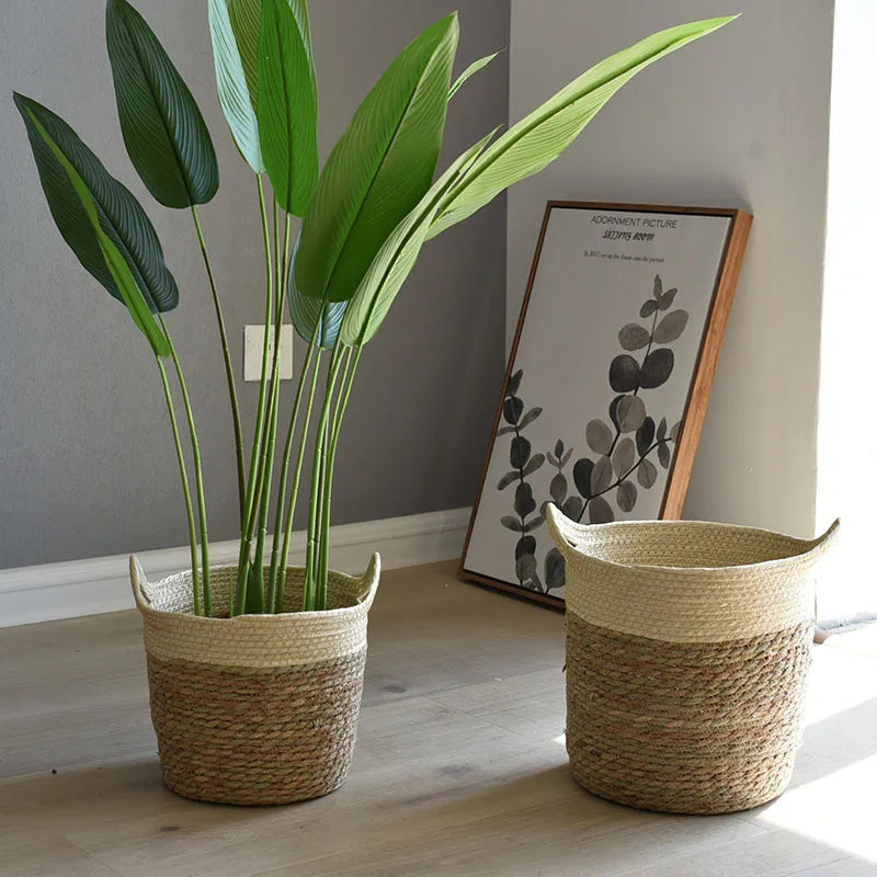 Natural Handwoven Rattan Storage Basket Brownstick