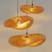 Bamboo Woven Chandelier Lamp – Handmade Pendant Ceiling Light Brownstick