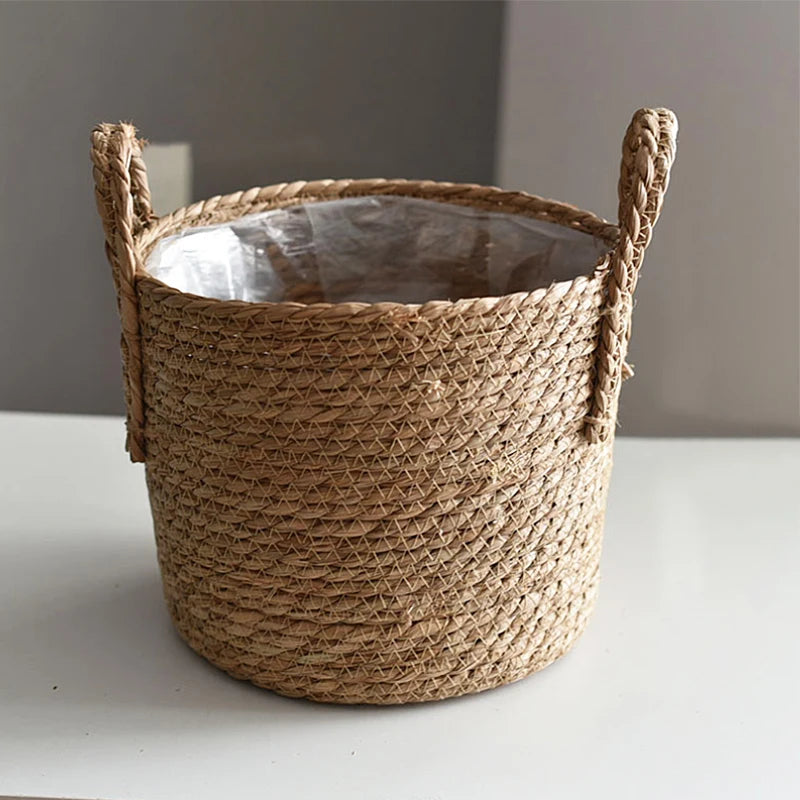 Nordic Handmade Straw Storage Basket Brownstick