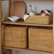Handwoven Rattan Laundry Basket with Cover – Large Storage Brownstick