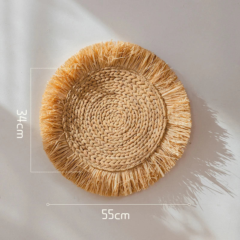 Rustic Handmade Straw Wall Decor Boho Hanging Wicker Art (7 Styles) Brownstick