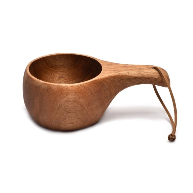 210 ml  Wooden  Mug – Outdoor Camping Coffee & Milk Cup Brownstick