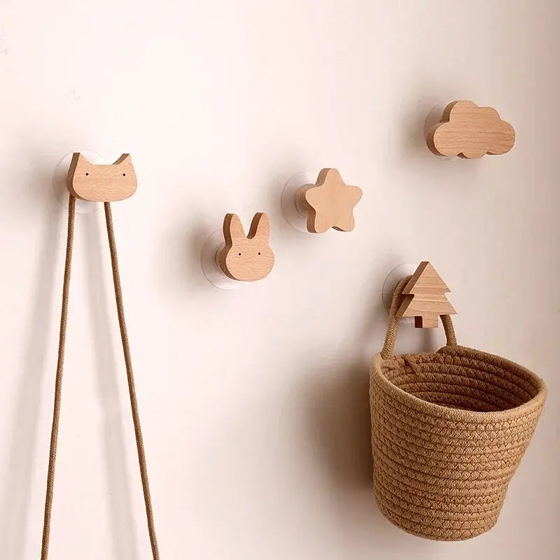 Solid Wood Animal Wall Hook – Decorative Key & Coat Hanger Brownstick
