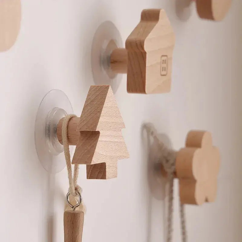 Solid Wood Animal Wall Hook – Decorative Key & Coat Hanger Brownstick
