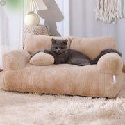 Super Soft Detachable Cat & Dog Bed – Warm, Washable, Non-Slip Sofa for Small Pets Brownstick