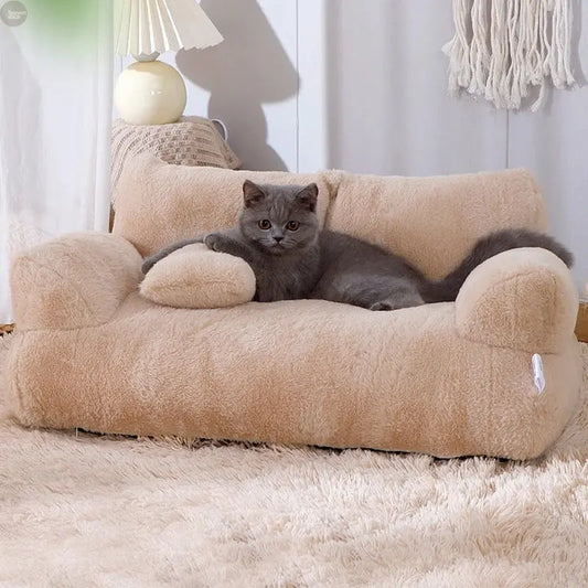 Super Soft Detachable Cat & Dog Bed – Warm, Washable, Non-Slip Sofa for Small Pets Brownstick