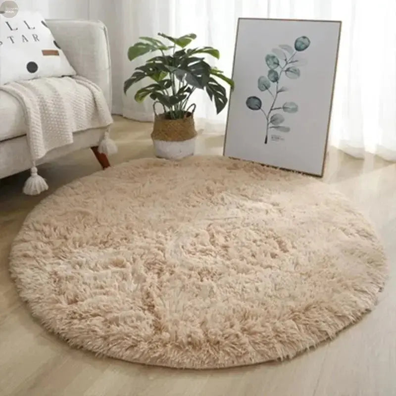 Super Soft Plush Round Rug – Fluffy White Carpet for Living Room & Bedroom - Brownstick