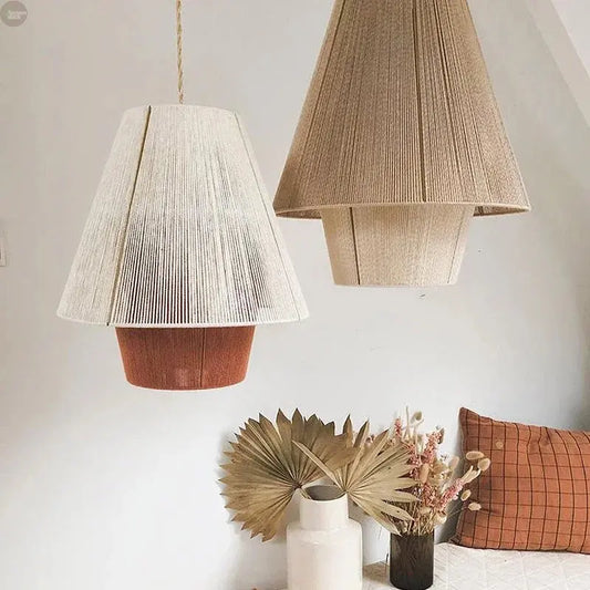 Tall Cone Hemp Pendant Light - Eco-Friendly Ceiling Fixture Brownstick