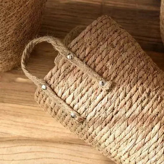 Tall Natural Wicker Planter Basket for home and garden decor, laundry, and toy storage. Brownstick