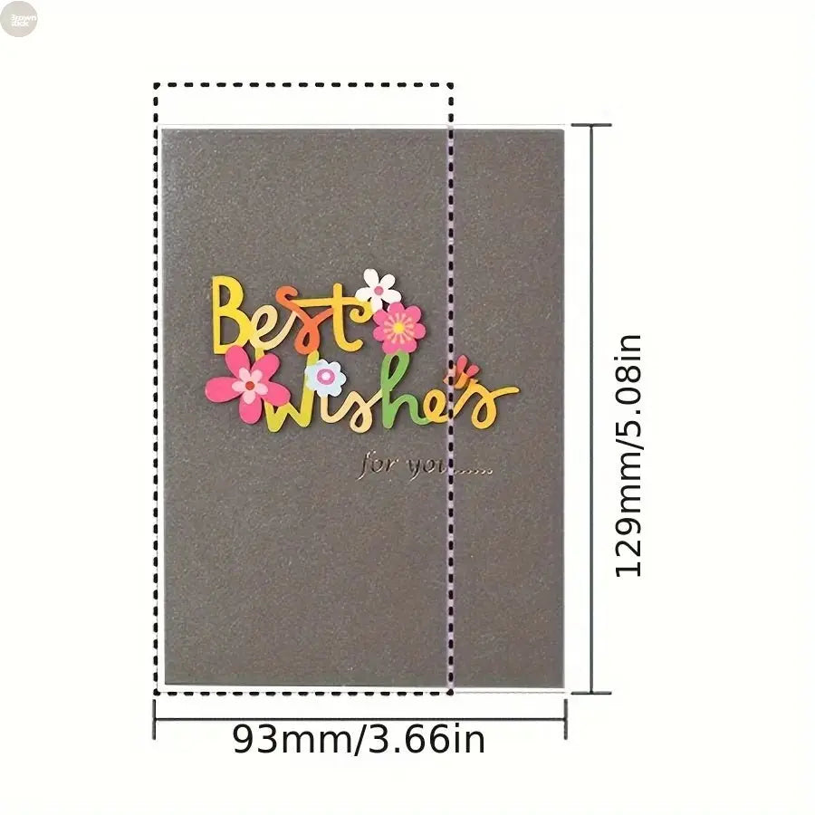 Universal Retro Wood Carving Patch Card Set – Mini Blessing Greeting Cards with Envelopes - Brownstick