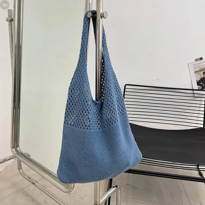Vintage Hollow Woven Underarm Shoulder Bag for Women - Brownstick