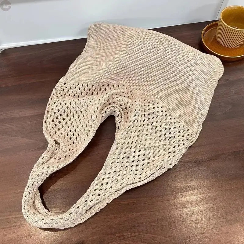 Vintage Hollow Woven Underarm Shoulder Bag for Women - Brownstick