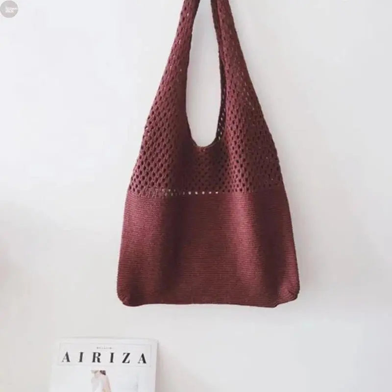 Vintage Hollow Woven Underarm Shoulder Bag for Women - Brownstick