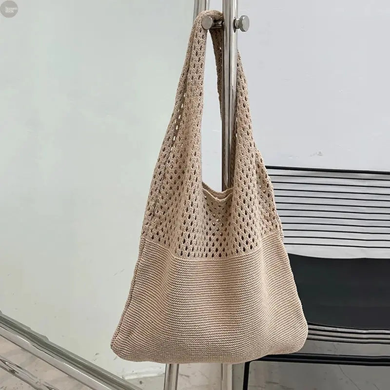Vintage Hollow Woven Underarm Shoulder Bag for Women Brownstick