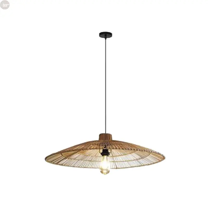 Vintage LED Pendant Light Nordic Umbrella Handmade Rattan Lamp for Living Room Bedroom Hall Dining Rom Table Living Room Lustre Brownstick