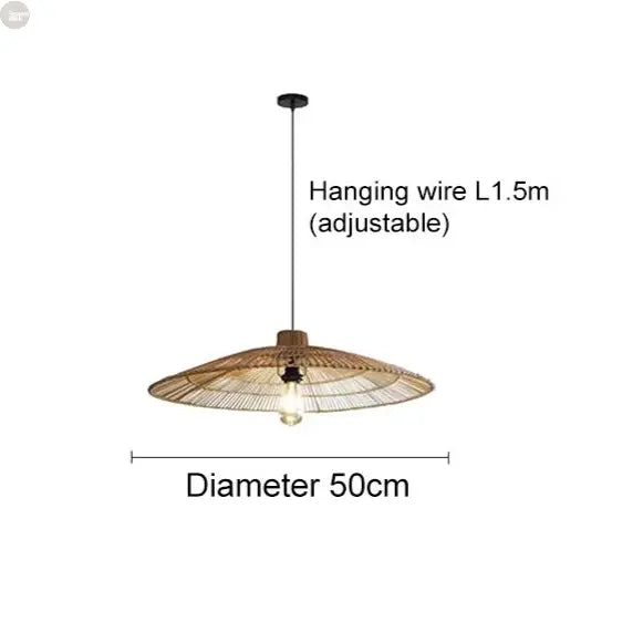 Vintage LED Pendant Light Nordic Umbrella Handmade Rattan Lamp for Living Room Bedroom Hall Dining Rom Table Living Room Lustre Brownstick
